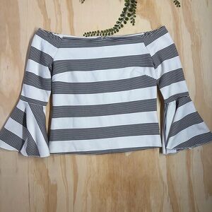 Line & Dot Ella Off Shoulder Bell Sleeve Crop Top Revolve Size L